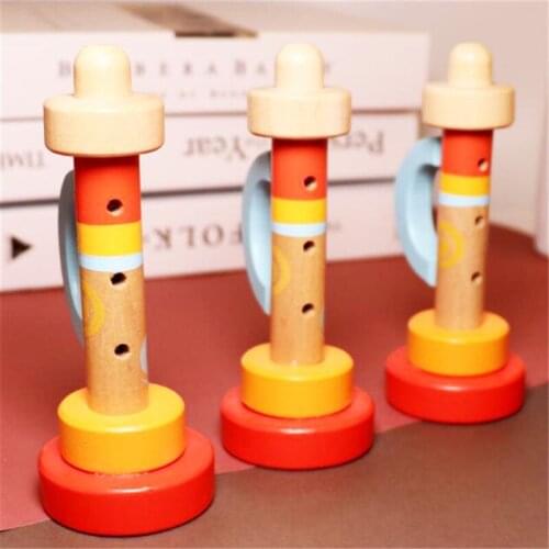 Colorful Wooden Musical Toys Montessori Trumpet Buglet Hooter Bugle Toys Instrument for Children Musical Toy Gifts