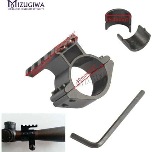 MIZUGIWA Scope Barrel Mount 1" / 30mm Ring Adapter W/ 20mm Weaver Picatinny Rail Base with 25.4mm mount Insert Pistol Airsoft