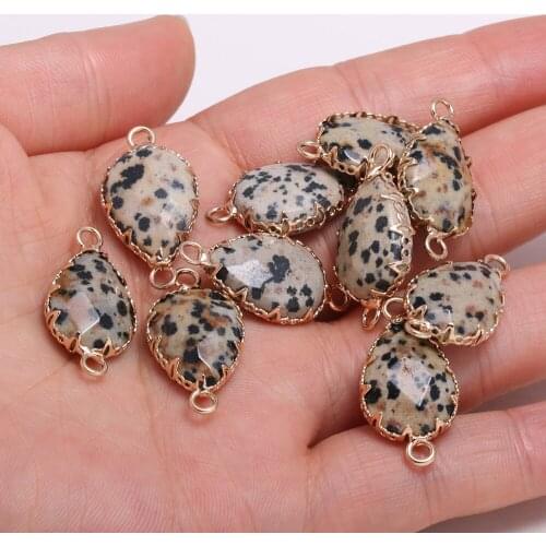 3 Pieces Water Drop Shape Faceted Damation Jasper Lace 13x26mm Connectors Charms for Jewelry Making DIY Accessories Necklace
