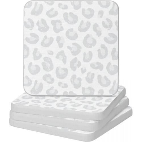 Leopard Print Silver Gray And White Diatomite Square Round Coaster Resistant Water Cup Bonsai Mat Soap Toothbrush Pad Diameter