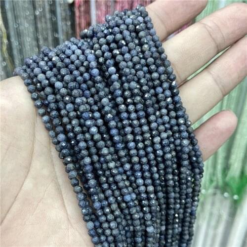 Small Beads Sapphires Beads 2 3mm Faceted Dark Blue Stone Beads Loose Beads For Jewelry Making Jewelry Accessories DIY (38cm)