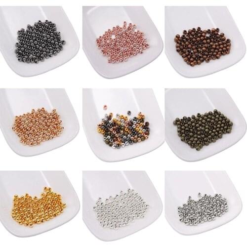 30-300Pcs 3-10mm Rose Gold Metal Beads Smooth Ball Spacer Beads For DIY Necklace Bracelet Jewelry Making Findings Accessories