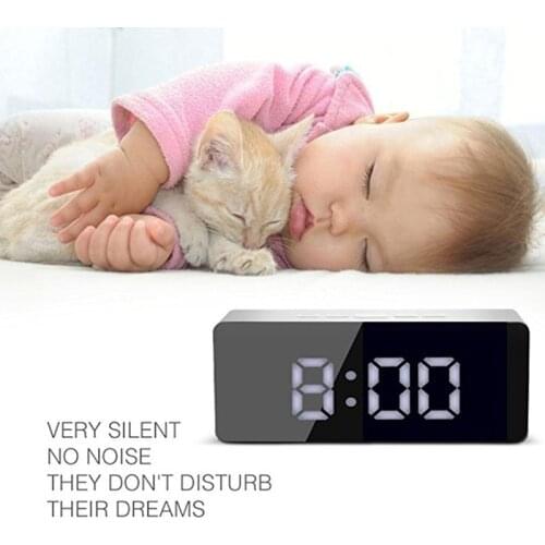 Hot Multifunction LED Mirror Alarm Clock Digital Clock Snooze Display Time Night Led Light Table Desktop Alarm Clock Despertador