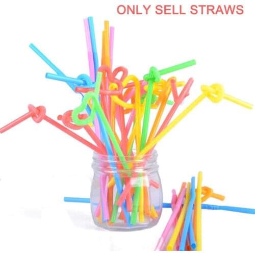 A set of 100 Disposable Straws Flexible Plastic Drinking Drink Club Straws Bar Fluorescent Accessorie DIY Party Straw Straw F4Q2