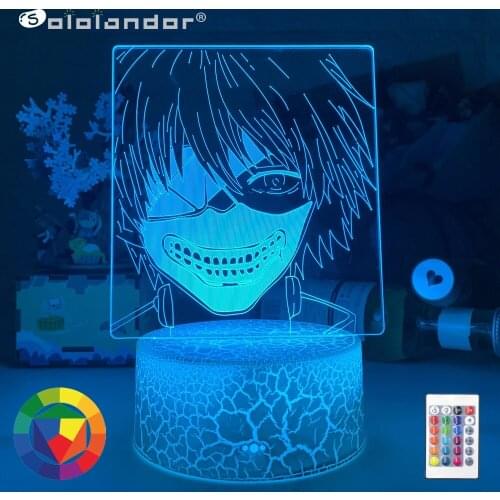 New Anime Tokyo Ghoul Ken Kaneki 3d Lamp for Bedroom Decor Nightlight Cool Birthday Gift Tokyo Ghoul Led Night Light Ken Kaneki