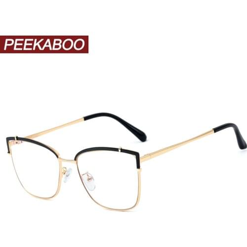 Peekaboo clear lens optical eyeglasses blue light metal frame female cat eye glasses frame women fashion gift items ladies