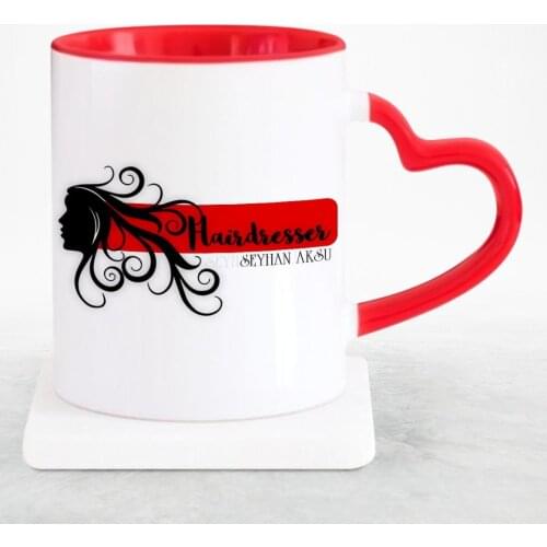 Personalized Professional Hair Stylist Red Heart Mug Cup-2