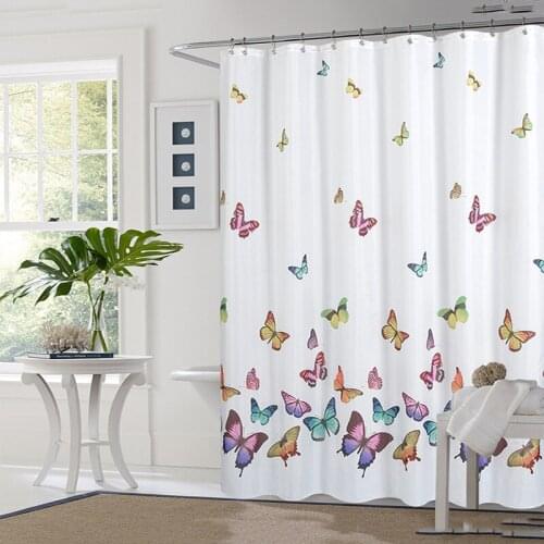 Multicolored Butterflies Curtain Polyester Fabric Waterproof Shower Curtain Simple Printed Polyester Waterproof Shower Curtain
