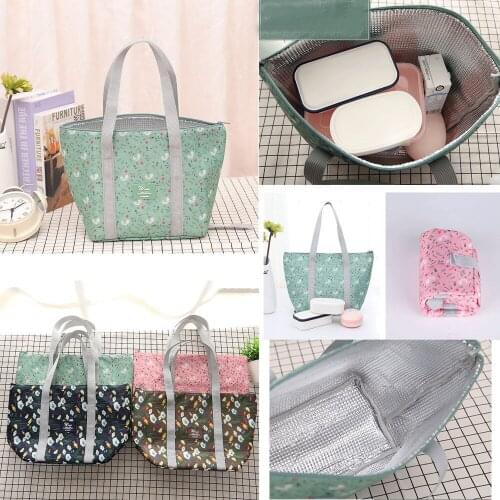 SchooI Office Portable Foldable Insulated Thermal Cooler Bento Lunch Box Bags Kids Adult Insulated Tote Bag