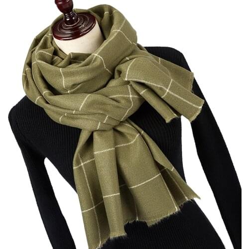 Winter Solider Color Knitting Fashion Plaid Scarf For Women Ladies Cashmere Pashmina Scarf Long Scarf Thicker Warmer Cape
