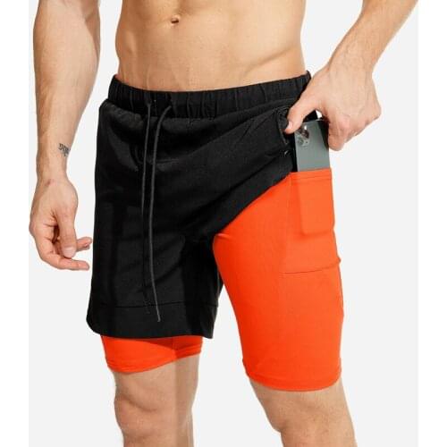 Gym Shorts Mens Running 2 In 1 Shorts Sport Fitness Sweatpants Quick Dry Male Workout Jogging Short Pants Training Summer Shorts