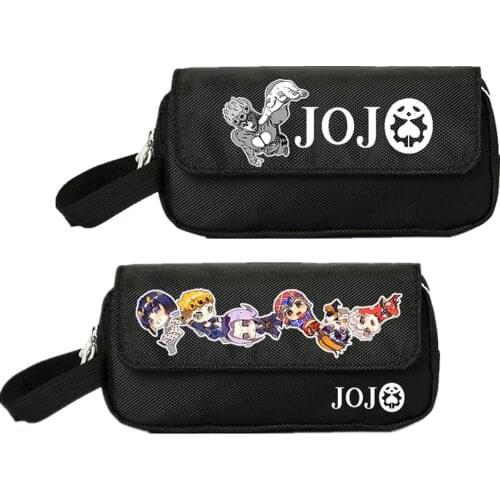 JOJOs Bizarre Adventure Golden Wind Large Pencil Bag Anime Stationery Storage Bags Canvas Travel Organizer Small School Bags