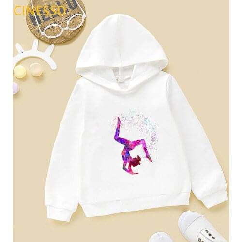 Super Watercolor Gymnastics Girl Printed Hoodies For Teen Girls GYM Lover Kids Sweatshirt Winter Top Students Cutom Diy Clothes