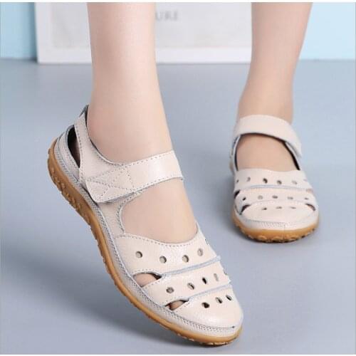 Women Sandals 2020 New Summer autumn Flat Hollow Out Ladies Shoes Buckle Non-slip Solid Color Womens Sandals Beach Shoes