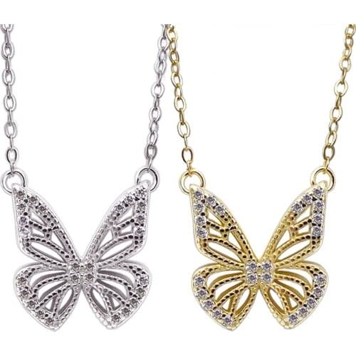 Sinya butterfly pendant 925 sterling silver necklace high luster cz stone women Mum lover Jewelry hot sale