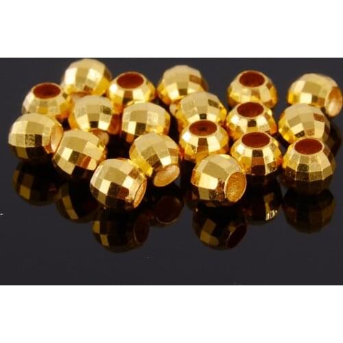 1PCS Real 24K Yellow Gold Bead Luck Faced Bead Loose Bead 4mmW-6mmW