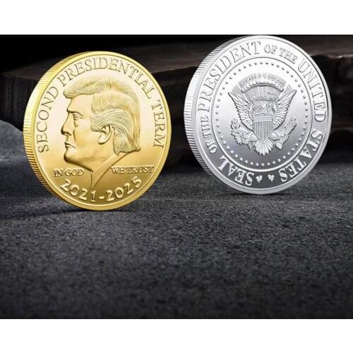 1PC Gold Silver Donald J Trump Of US President Donald Trump Silver Gold Plated EAGLE Commemorative Coin