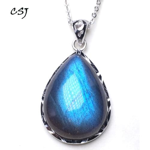 100% Natural Blue Labradorite Pendants Moonstone Sunstone Necklace Divination spiritual meditation Fine Jewelry engagement gift