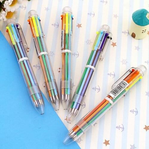 3pcs factory direct multi-function 6 color ballpoint pen colorful ball pen oily pen pen wholesale