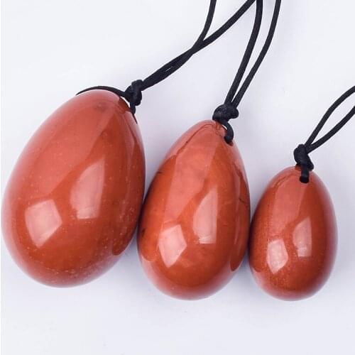 3 Pieces Natural Red Jasper Yoni Eggs Women Kegel Exercise Yoni Egg Narrowing Vaginal Muscle Ben Wa Ball Massage Stone