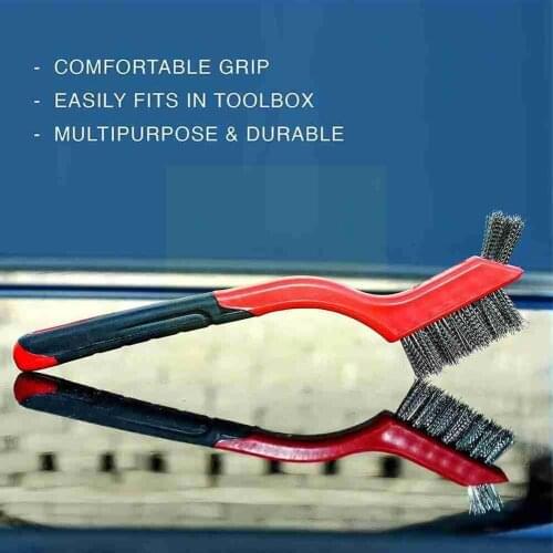 3pcs Wire Brush Set Cleaning Brushes Nylon/Brass Steel Curved For Rust Handle Cleaning Bristles Grip Deep with with Y4K3