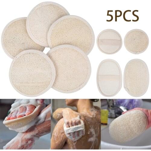 5pcs Natural Loofah Exfoliating Gloves Luffa Facial Complexion Skin Disc Disk Pads Male Female Face Cleaning Brush Washing Pads
