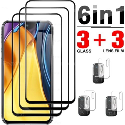6 In 1 Full Cover Tempered Glass Protective For Xiaomi Poco M3 Pro 5G Screen Protector Camera Lens Film For Poxo Poko M 3 M3Pro