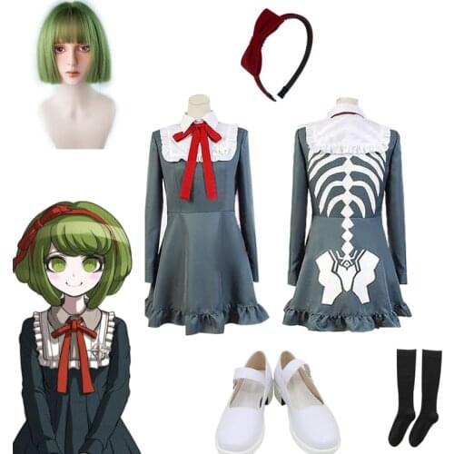 Anime Danganronpa Cosplay Costume Monaka Role Play Full Set Uniform Dress Men Women Carnival Christmas Performance Costumes Wig
