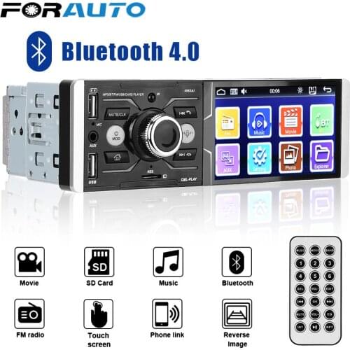 LEEPEE 4.1'' Touchscreen Car MP5 Video FM Radio Player Multimedia Autoradio Stereo Audio Bluetooth 4.2 Voice Control USB Charger