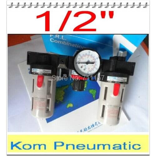 BC4000 Air Source Treatment With Cover,1/2" Filter Regulator Lubricator,Pneumatic F.R.L Three Union