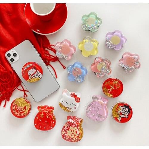 Bling Glitter Jelly Quicksand Liquid Lovely Kids Phone Stand Holder For iPhone 11 Pro se 2020 Huawei Xiaomi Universal Ring Stand