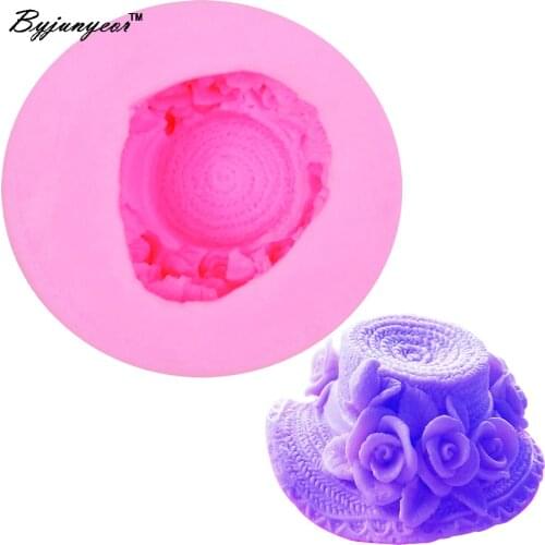 Byjunyeor S092 Lady Hat Candle Silicone Mold Fondant Chocolate Candy Crystal Epoxy Clay Plaster Concrete Candle Soap Moulds
