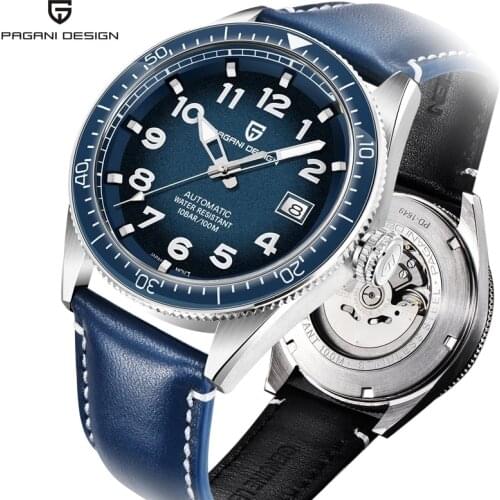 PAGANI Design Automatic Mens Mechanical Watch Top Brand Luxury Watch Mens Formal Sapphire Glass Leather Strap Waterproof Watch