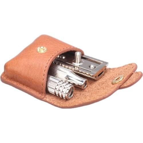 Yaqi Nickle Color Travel Razor With Leather Pouch
