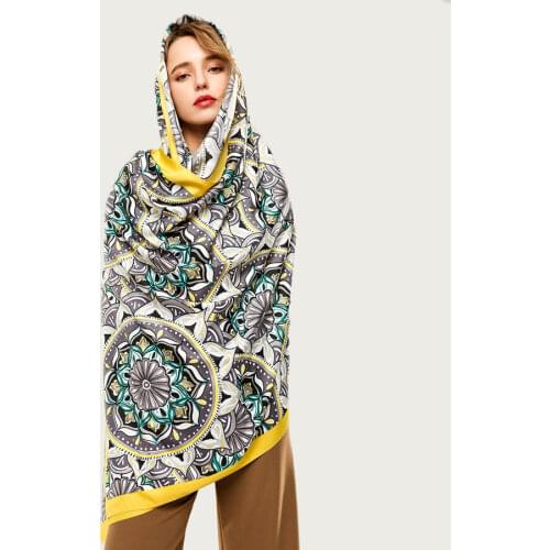 Vintage Floral Silk Long Scarf Women Print Pattern Foulard Large Shawl Female Travel Stole [3388]