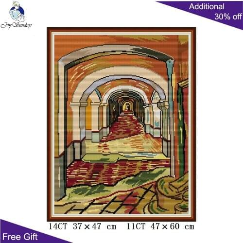 Joy Sunday Van Gogh-Corridor In The Asylum FA096 Counted and Stamped Home Decor Hospital Needlework Cross Stitch kits