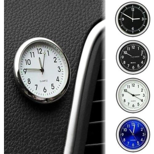 Pocket Small Mini Luminous Quartz Analog Watch Stick-On Clock Car Auto Ornament Internal Stick-On Mechanics Car Accessories Gift