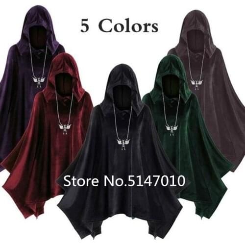 Medieval Cosplay Gothic Cloak Halloween Carnival Costumes for Adult Renaissance Middle Ages Carnival Party Witch Hooded Dress
