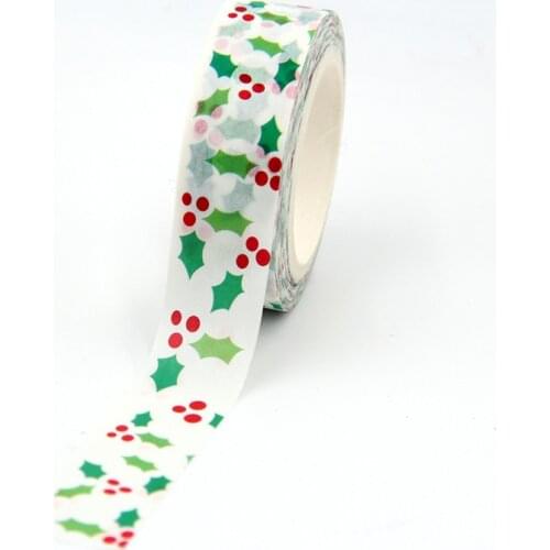 1PC 15mm*10m Kawaii Christmas Green Polygon with Red Dot Washi Tapes for Scrapbooking Stickers Adhesive Masking Tapes Stationery