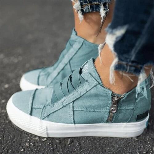 Women Flat Shoes New Vulcanized Shoes Canvas Couple Models Breathable Non-slip Sneakers Solid Color Comfortable Zipper Womens99