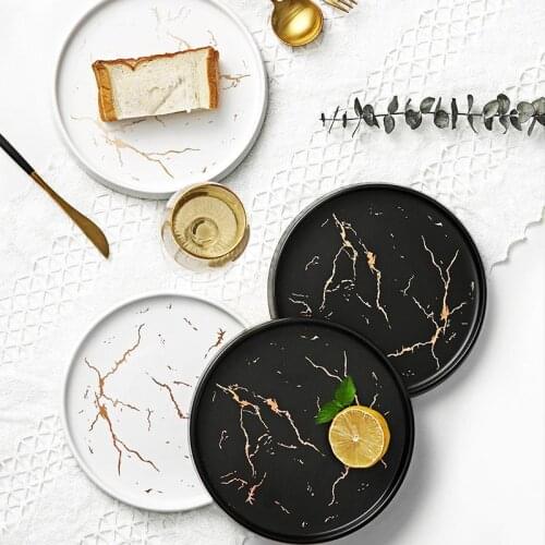 Ceramics Marble Fruit Salad Plates Dessert Plate Black Sushi Serving Tray And in September Kitchen Dishes Porcelain Tableware