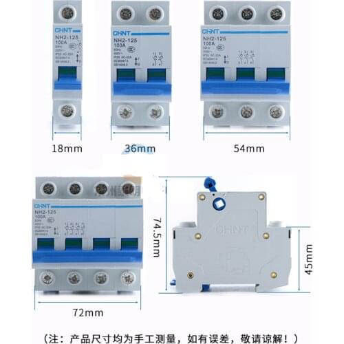 CHINT Mini Circuit Breaker NH2 1P isolat Switch Disconnector Modular Din-Rail asics INT125 MCB