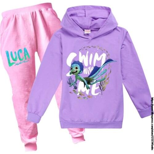 Girls Clothing Sets New movie Luca Children Fashion Hoodies And Pant Set Kids Clothing Spring Autumn Sports Suit Tracksuit