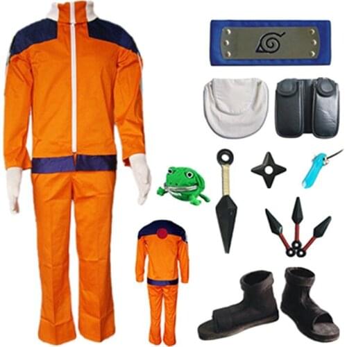 Fast Shipping Anime NARUTO Uzumaki Cosplay Costume Kid Adult Halloween Carnival Suit Naruto Uniform Full Set Boy Christmas Gift