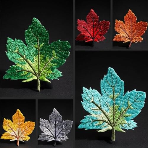 Colourful maple leaf embroidery patches DIY T-shirt coat Jeans Backpack exquisite sewing decorate Applique Stickers accessories