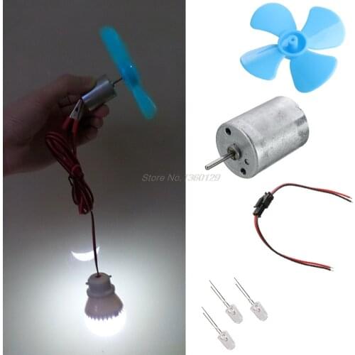 Micro Wind Turbines Generator Mini Motor With Blades LED DIY Kit Wholesale&DropShip