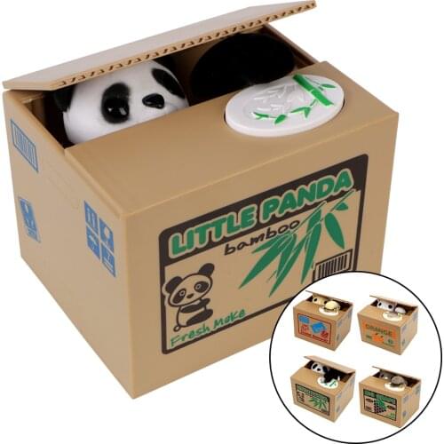 Electronic Money Boxes Cute Kids Gift Piggy Banks Money Saving Box Automated Panda Cat Steal Coin Bank