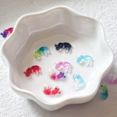 Pretty 7*12mm Epoxy resin Mini goldfish 30pcs flatback Nail Rhinestones and Decorations DIY wedding craft