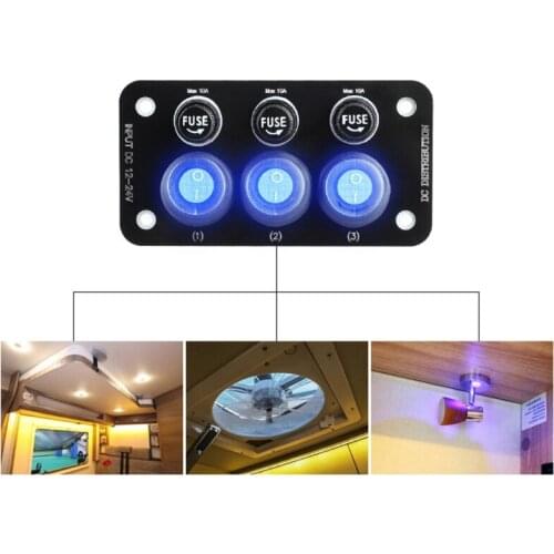Multifunctional Vehicle Boat External Power Panel 12-24V Overcurrent Protection Switch Panel with 10A Fuse
