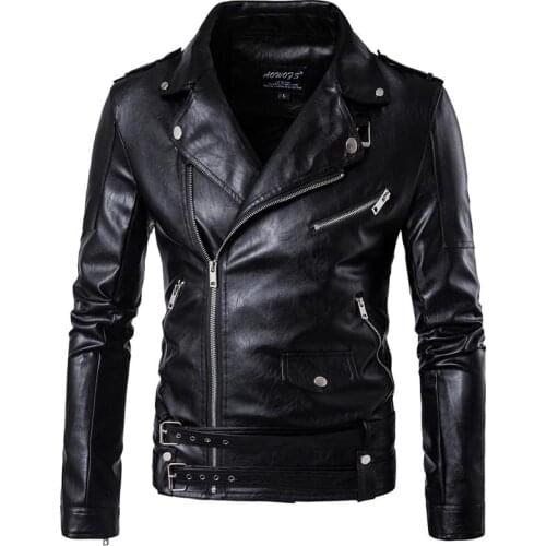 Mcikkny Men Biker Pu Leather Jackets And Coats Multi Zipper Motorcycle Faux Leather Jackets Coats For Male Black